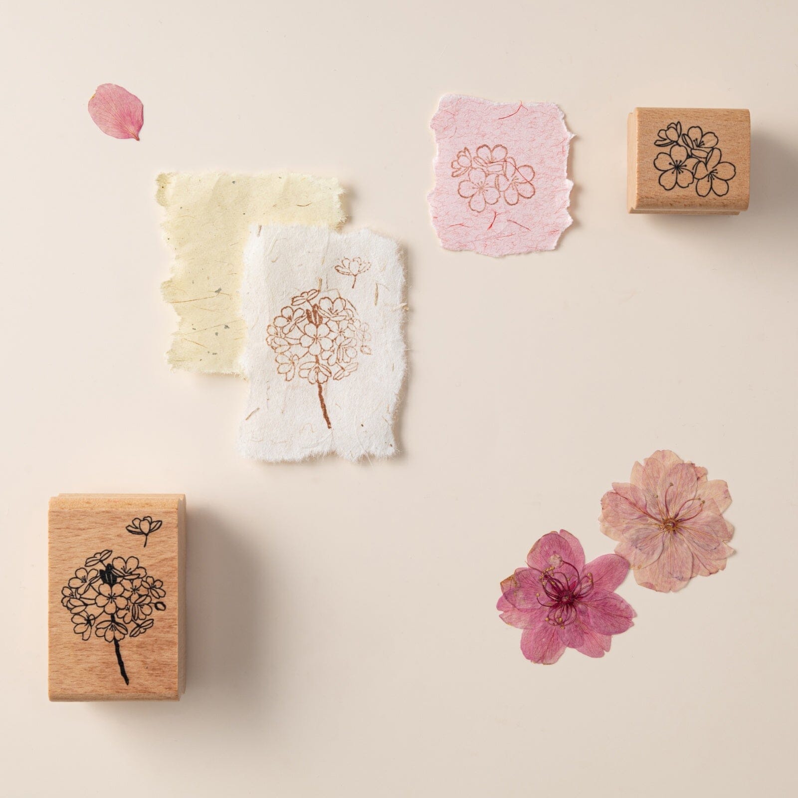Hinoki Cherry Blossom Wood Stamps Set