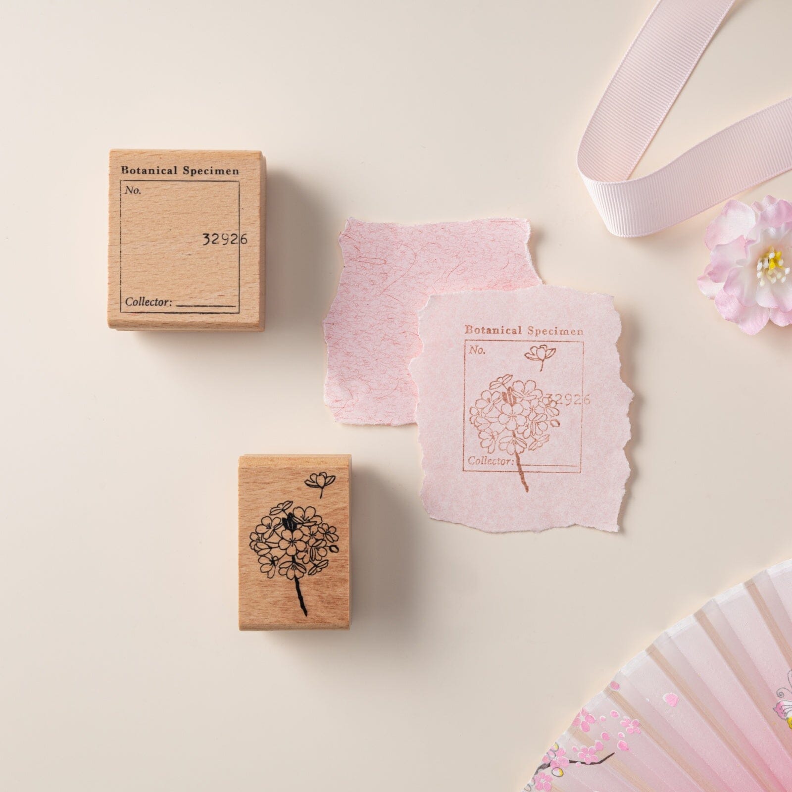 Hinoki Cherry Blossom Wood Stamps Set